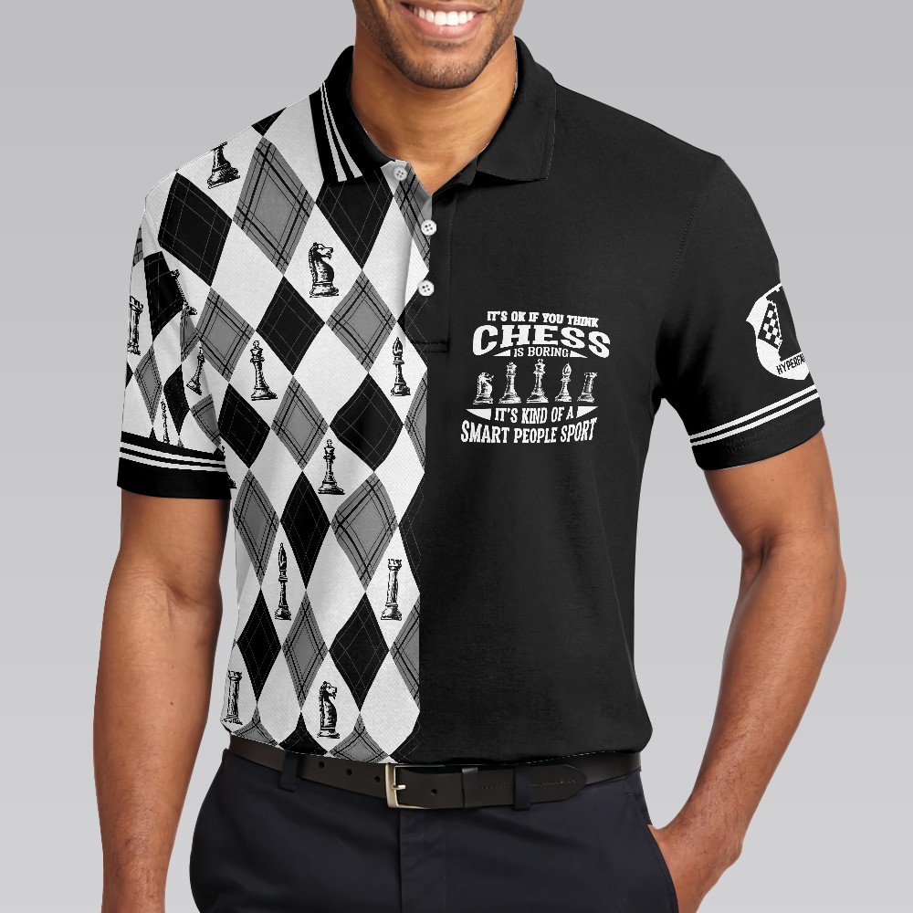 Chess Pattern Shirt Chess Argyle Pattern Men Polo Shirt, Chess It's Kind Of A Smart People ...