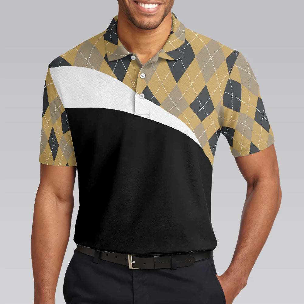 Argyle Pattern Polo Style Golfing Beer Men Polo Shirt, Just A Man Who Loves Golf & Beer Shirt For Men, Best Drinking Golf Shirt