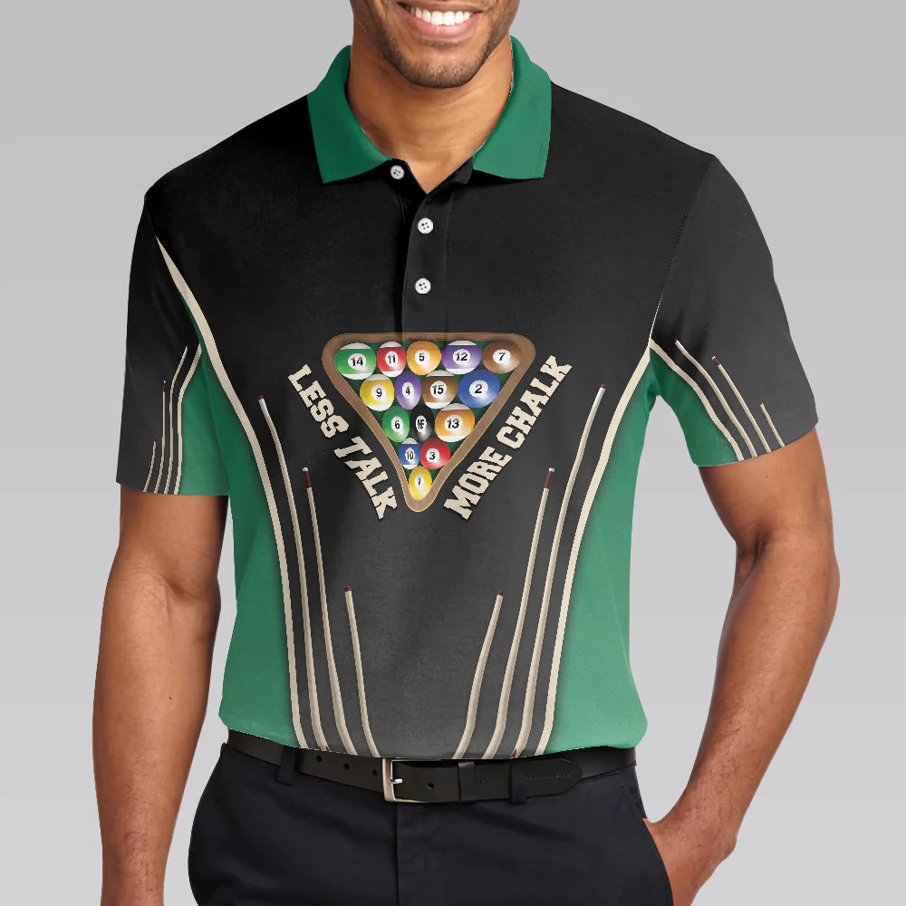 Billiards Balls Men Polo Shirt, Less Talk More Chalk Short Sleeve Shirt, Best Billiards Shirt For Male
