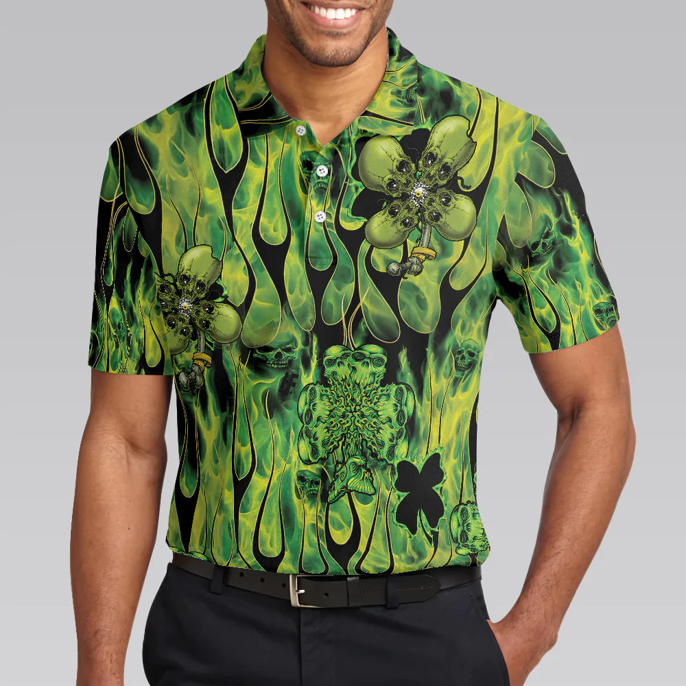 Irish Skull Saint Patricks Men Polo Shirt Green Skull St Patrick