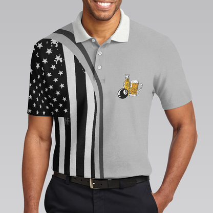Weekend Forecast Pool Player Billiards Polo Shirt, American Flag Pattern Billiard Polo Shirt - Perfect Gift For Men, Billiard Lovers