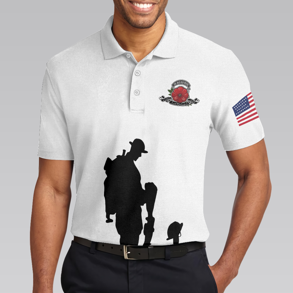 US Veteran Lest We Forget Polo Shirt, Military American Flag Golf Shirt - Perfect Gift For Men