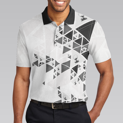 Golf Pattern On Par For 50 Years Men Polo Shirt, Black And White Polo Shirt, Best Golf Shirt For Men