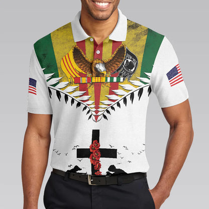 Eagles American Flag Veteran Men Polo Shirt, Lest We Forget Vietnam Veteran Polo Shirt, Best Gift Idea For Vietnam Veterans