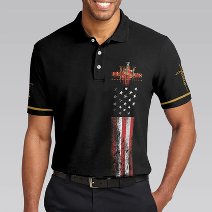 Jesus Saved My Life Christian Men Polo Shirt, American Flag Polo Shirt, Best Christian Shirt For Men