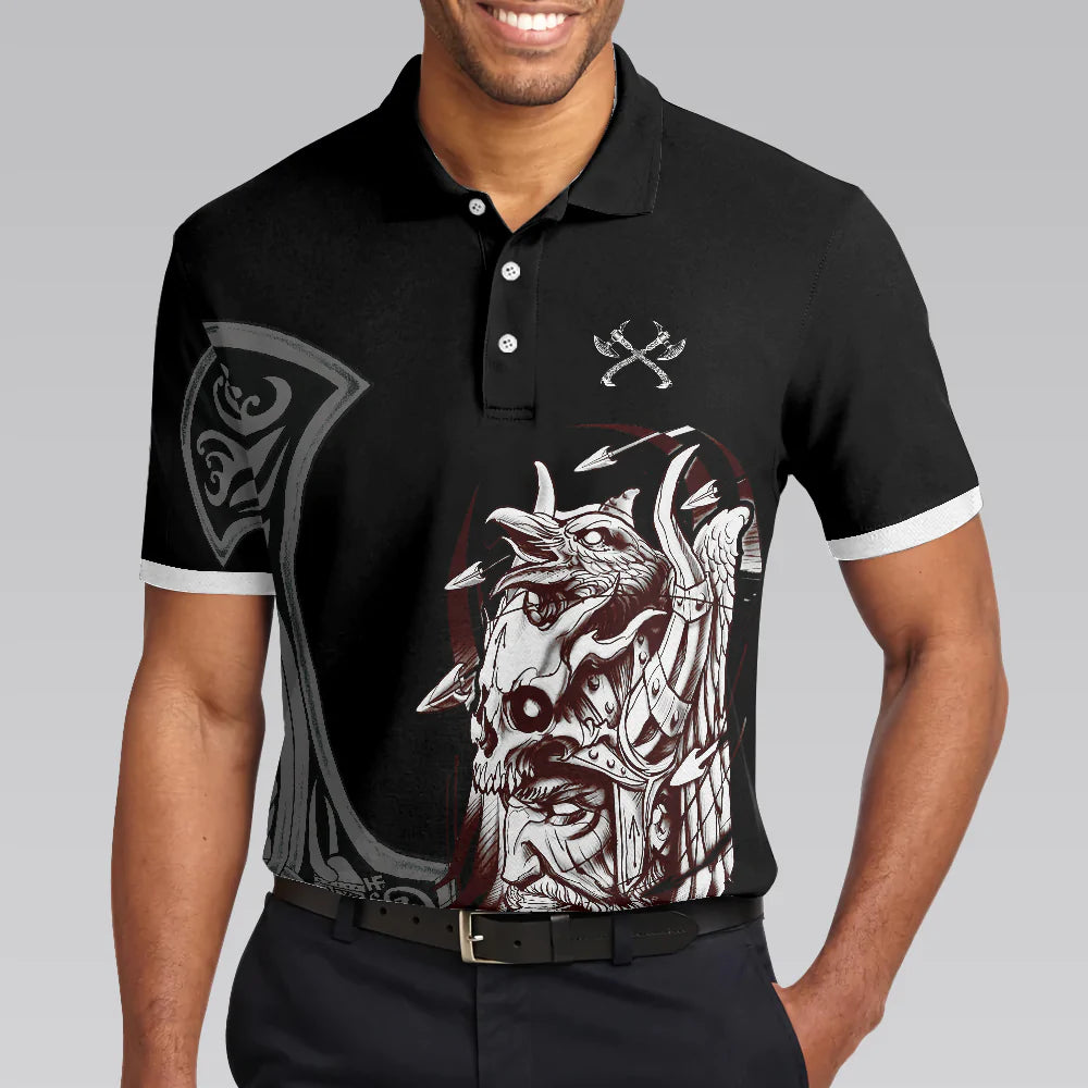 Cool Black Viking Men Polo Shirt, I'm Not Angry This Is Just My Viking Face Polo Shirt, Best Golf Shirt For Men, Gift For Golfers