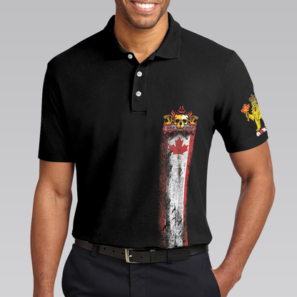 Golf Skull Canada Flag Short Sleeve Men Polo Shirt, Black Wet Paint Skull Polo Shirt, Canadian Golf Shirt For Men, Best Gift For Golfers