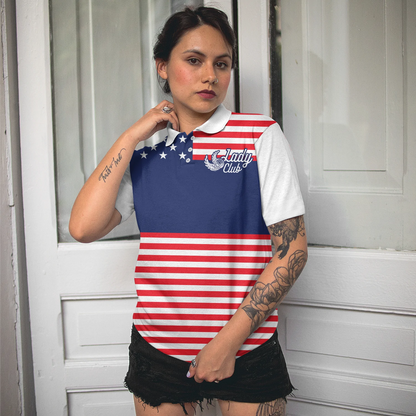 America Flag Golf Clubs Women Polo Shirt, Lady Squad Golf Short Sleeve Shirt For Ladies, Gift For Female Golfers