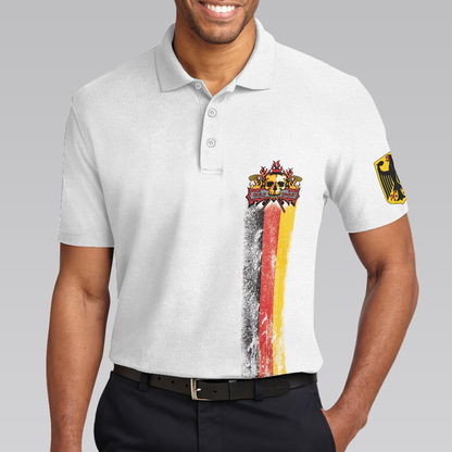 Golf Skull German Flag Short Sleeve Polo Shirt, Black Wet Paint Skull Polo Shirt, Germany Golf Shirt For Men