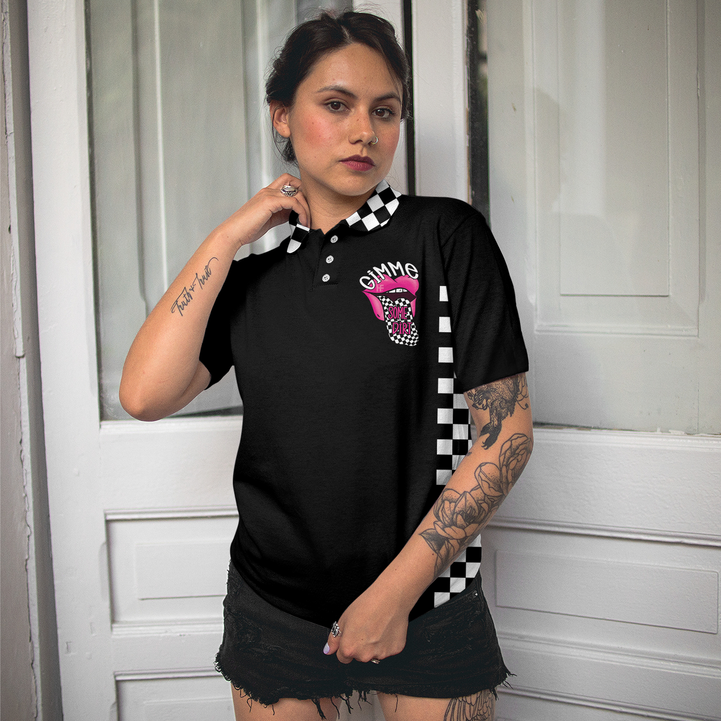 She Wants The D Dirt Track Racing Short Sleeve Women Polo Shirt, Adult Humor Dirt Track Racing Shirt For Ladies - Best Gift For Women, Female