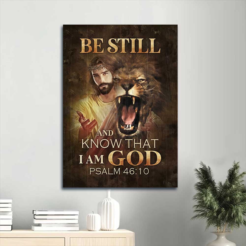 Jesus Portrait Canvas - Angry lion, Lion of Judah, Jesus painting Portrait Canvas - Gift For Christian -Be still and know that I am God