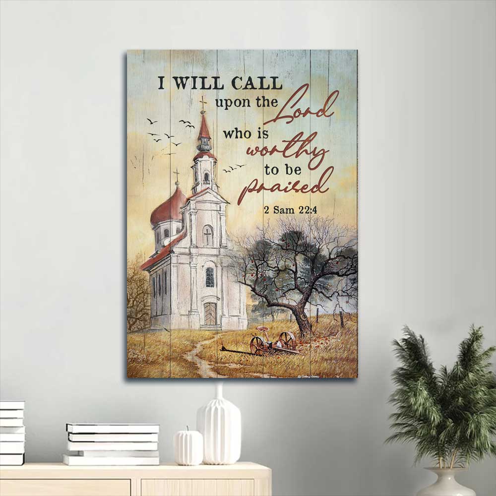 Jesus Portrait Canvas - Antique church, Peace painting Portrait Canvas - Gift For Christian - I will call upon the Lord