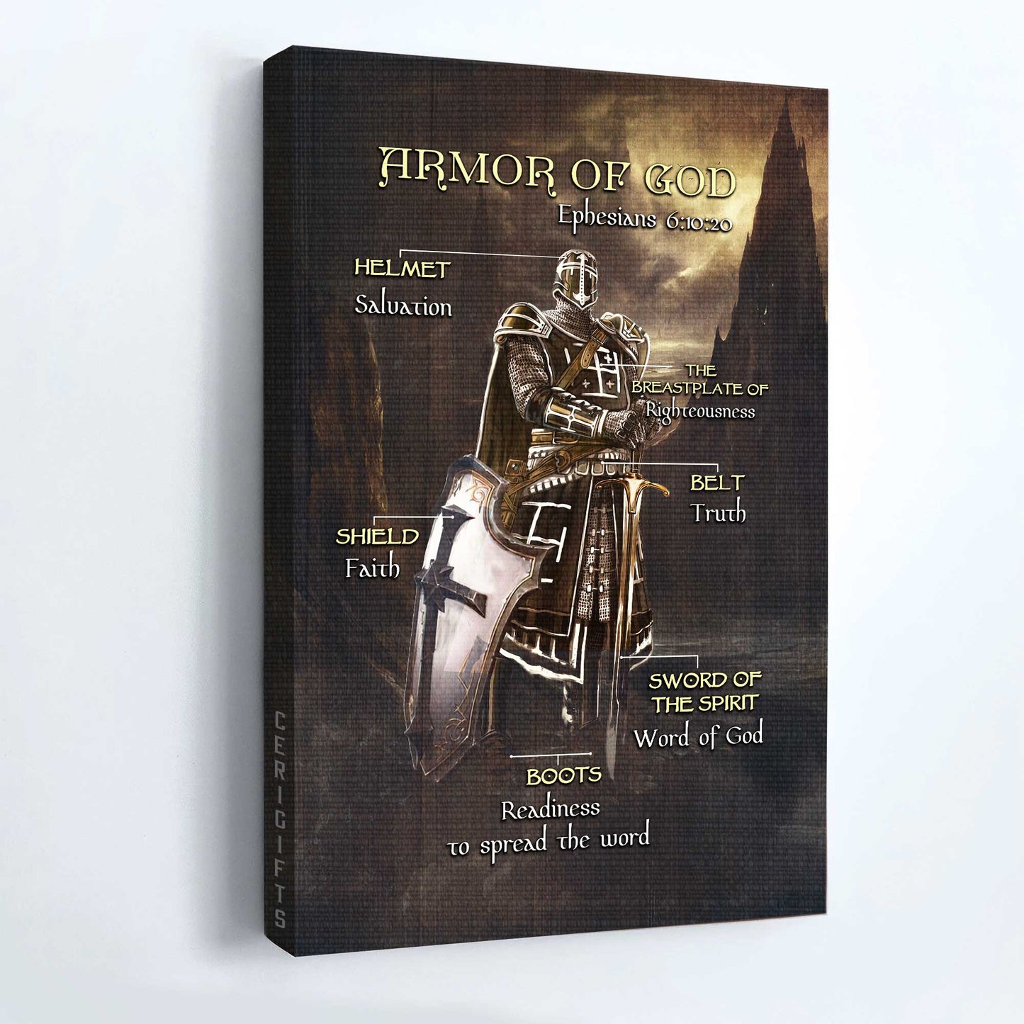 Jesus Portrait Canvas - Armor of God, The Knight of God, Warrior painting Portrait Canvas - Gift For Christian - Under the command of God