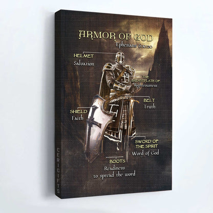 Jesus Portrait Canvas - Armor of God, The Knight of God, Warrior painting Portrait Canvas - Gift For Christian - Under the command of God