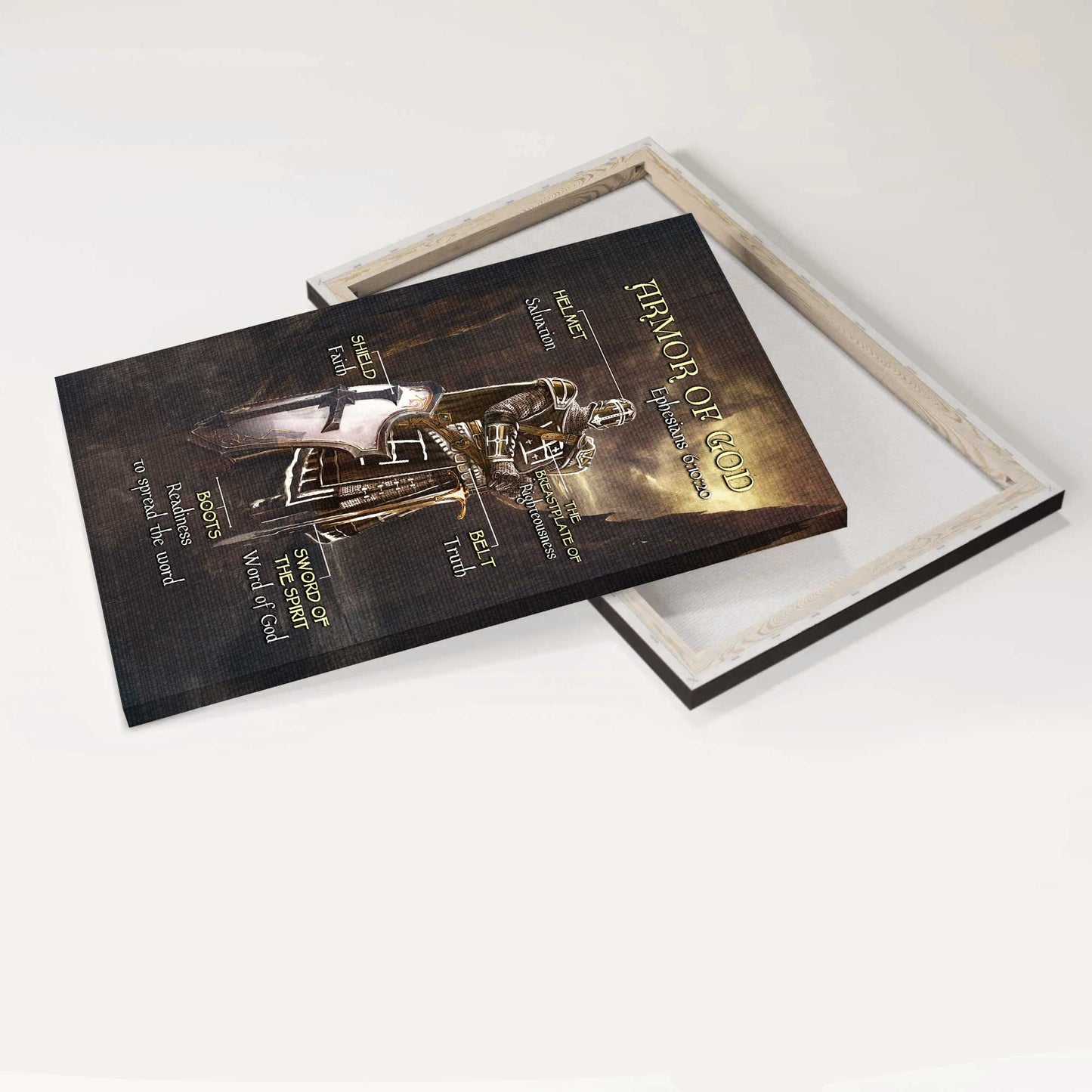 Jesus Portrait Canvas - Armor of God, The Knight of God, Warrior painting Portrait Canvas - Gift For Christian - Under the command of God