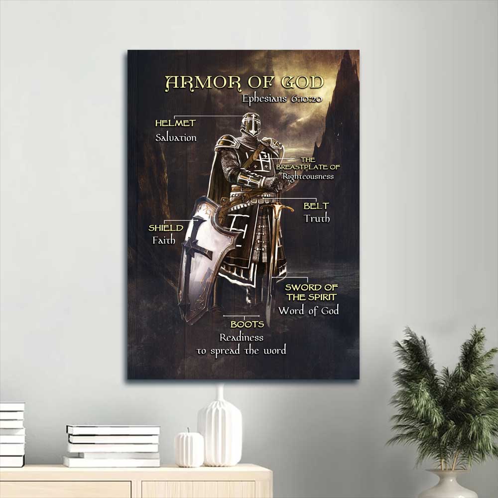 Jesus Portrait Canvas - Armor of God, The Knight of God, Warrior painting Portrait Canvas - Gift For Christian - Under the command of God