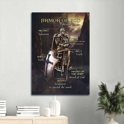 Jesus Portrait Canvas - Armor of God, The Knight of God, Warrior painting Portrait Canvas - Gift For Christian - Under the command of God