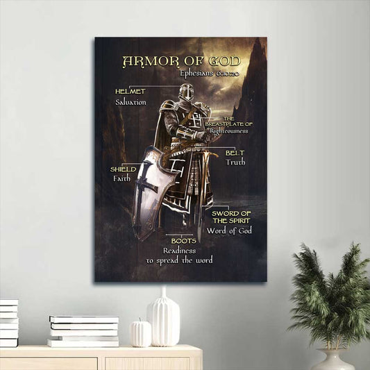 Jesus Portrait Canvas - Armor of God, The Knight of God, Warrior painting Portrait Canvas - Gift For Christian - Under the command of God