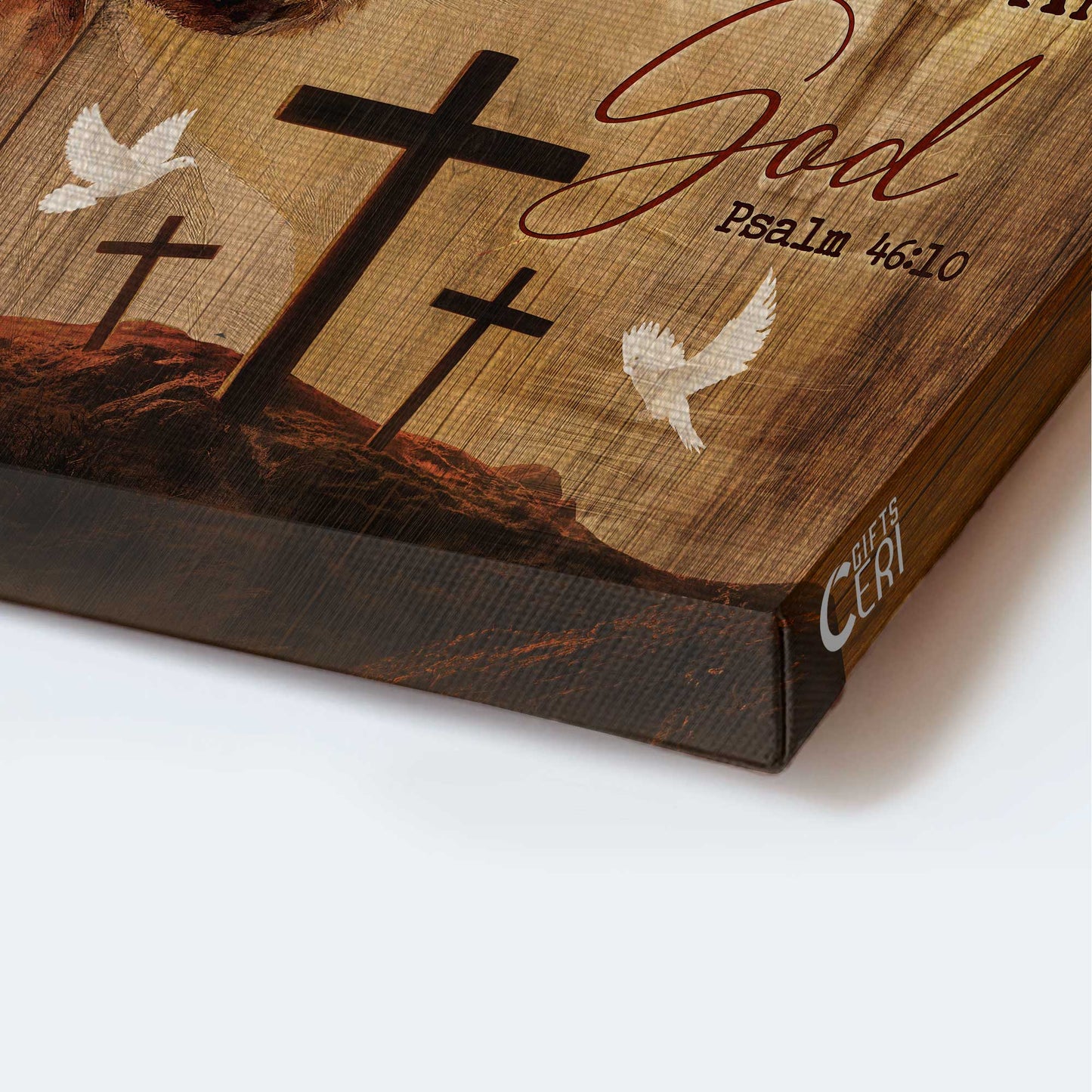 Jesus Portrait Canvas - Beautiful Jesus face, Stunning crown, White dove Portrait Canvas - Gift For Christian - Be still and know that I am God