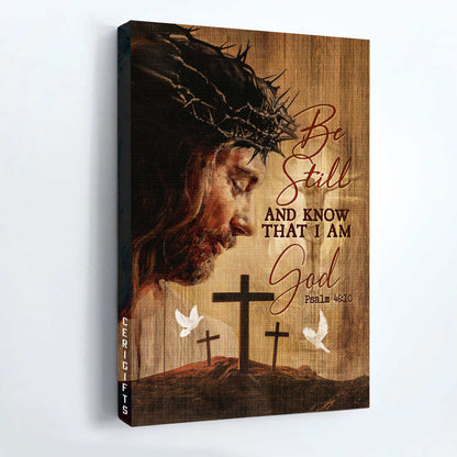 Jesus Portrait Canvas - Beautiful Jesus face, Stunning crown, White dove Portrait Canvas - Gift For Christian - Be still and know that I am God