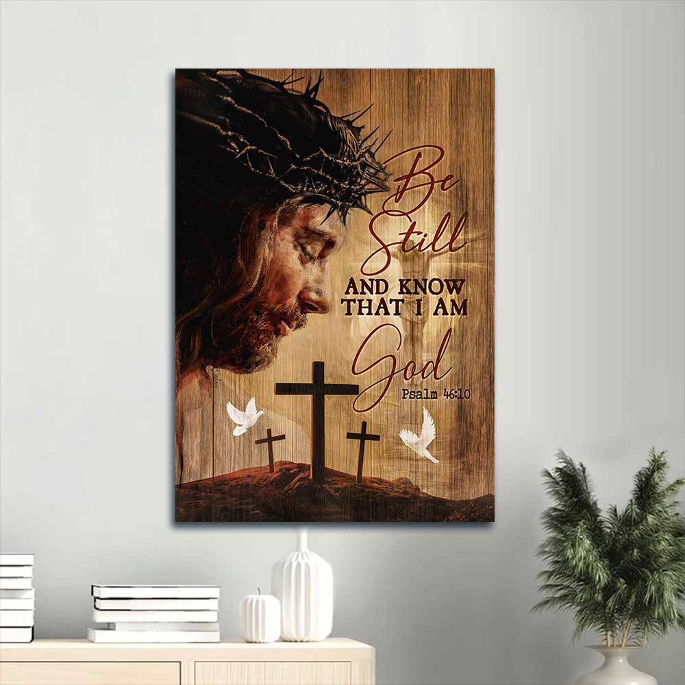 Jesus Portrait Canvas - Beautiful Jesus face, Stunning crown, White dove Portrait Canvas - Gift For Christian - Be still and know that I am God