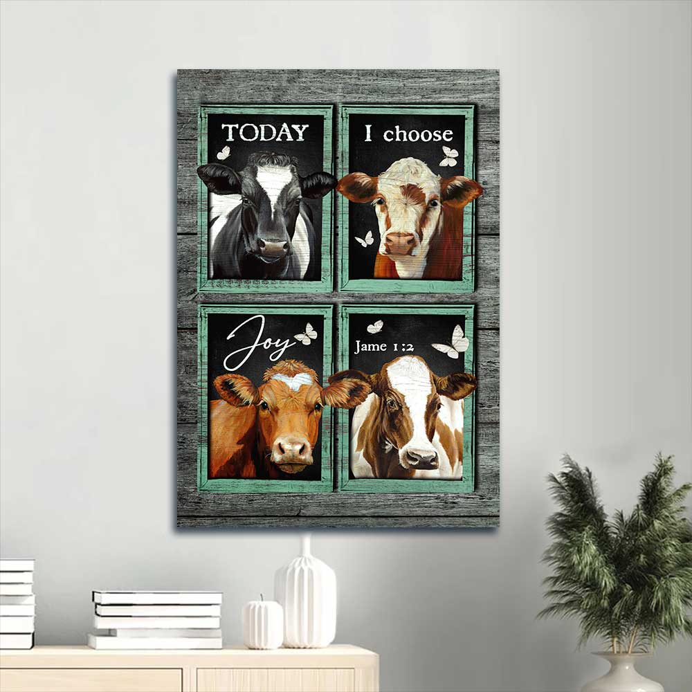 Jesus Portrait Canvas - Beautiful cow painting, Mint window, Butterfly Portrait Canvas - Gift For Christian - Today I choose joy