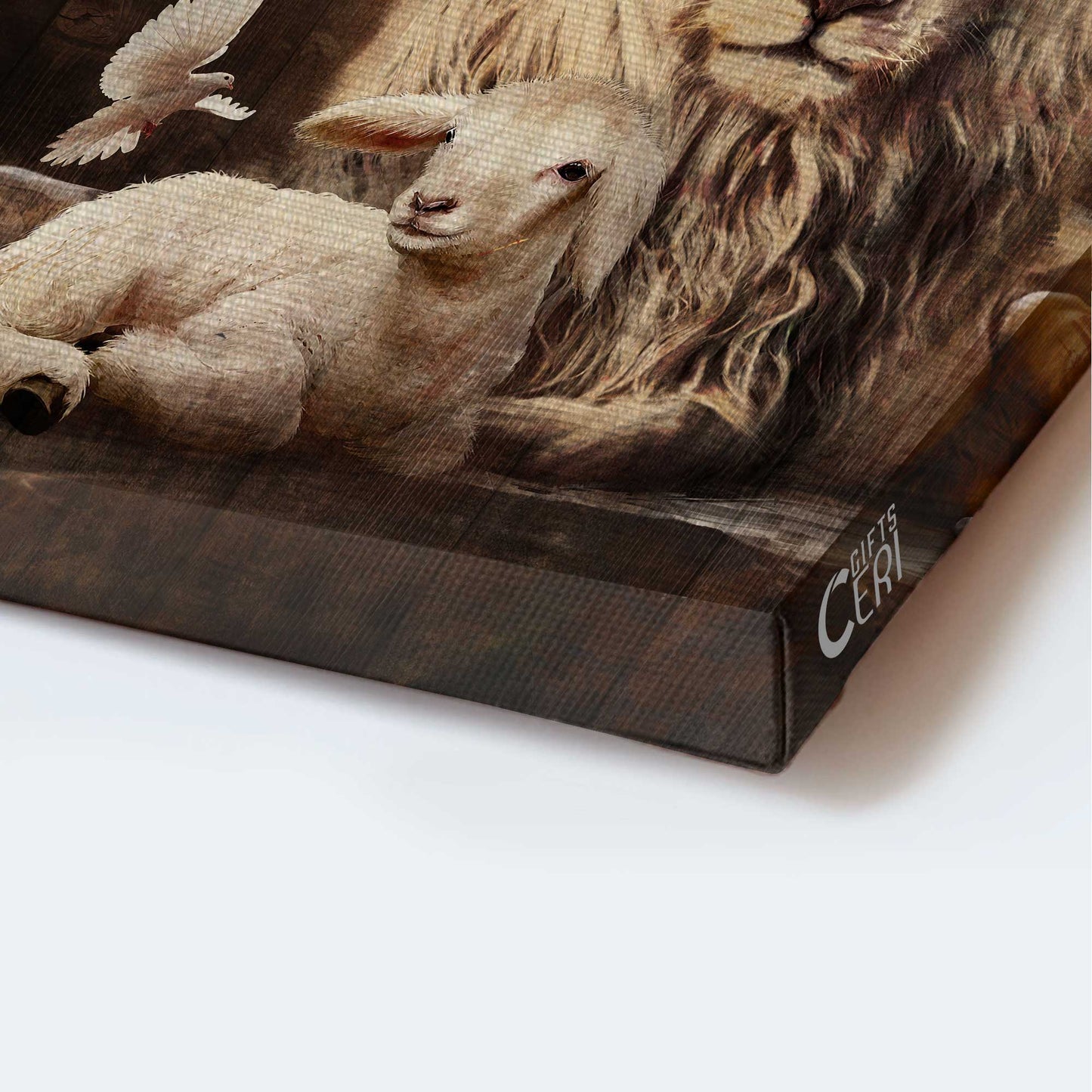 Jesus Portrait Canvas - Beautiful lion drawing, White lamb Portrait Canvas - Gift For Christian - Be strong and courageous