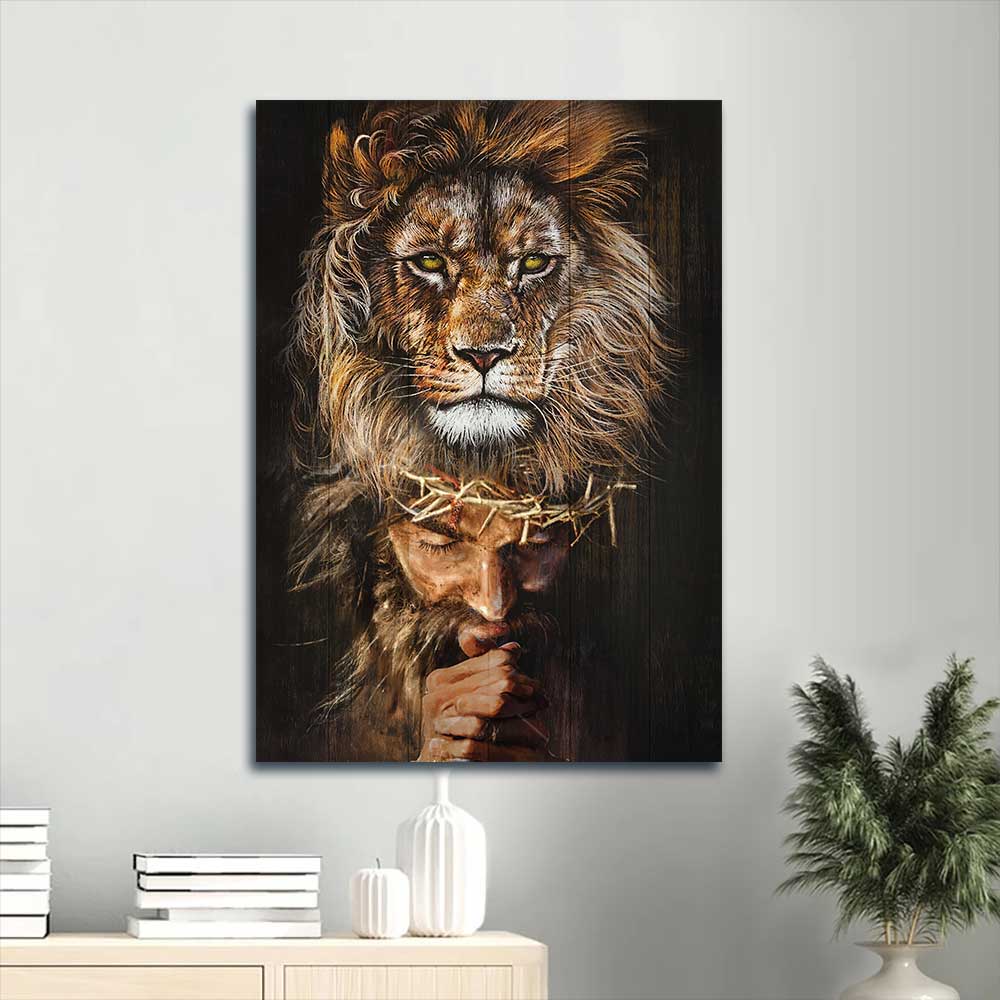 Jesus Portrait Canvas - Beautiful lion of Judah, Pray for healing, Crown of thorn Portrait Canvas - Gift For Christian