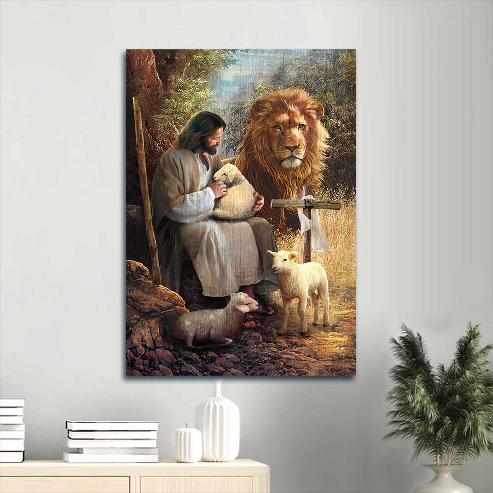 Jesus Portrait Canvas - Beautiful painting, Lion of Judah, Lamb of God, Enjoy the peaceful moment Portrait Canvas - Gift For Christian