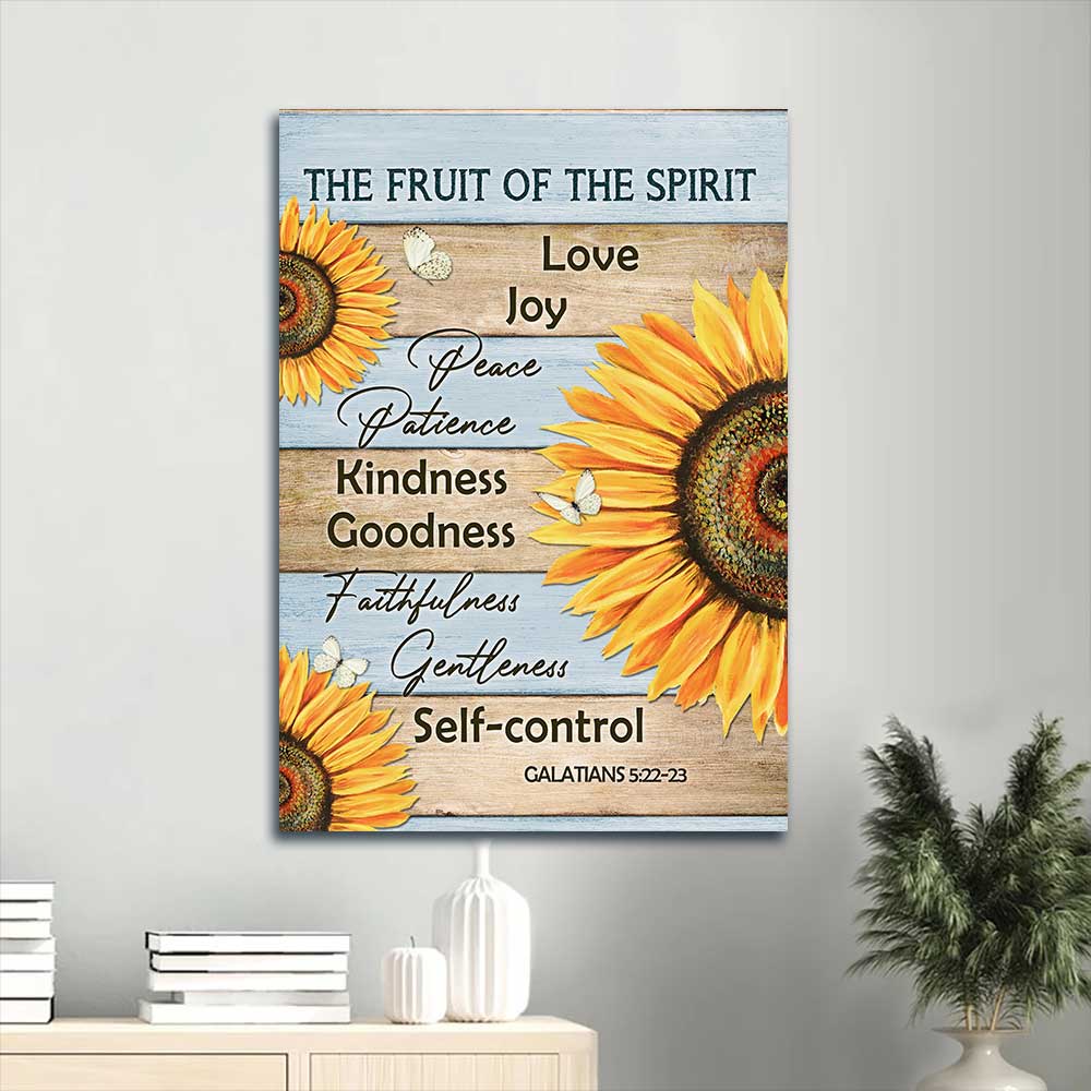 Jesus Portrait Canvas - Beautiful sunflower drawing, Butterfly painting Portrait Canvas - Gift For Christian - The Fruit of the spirit