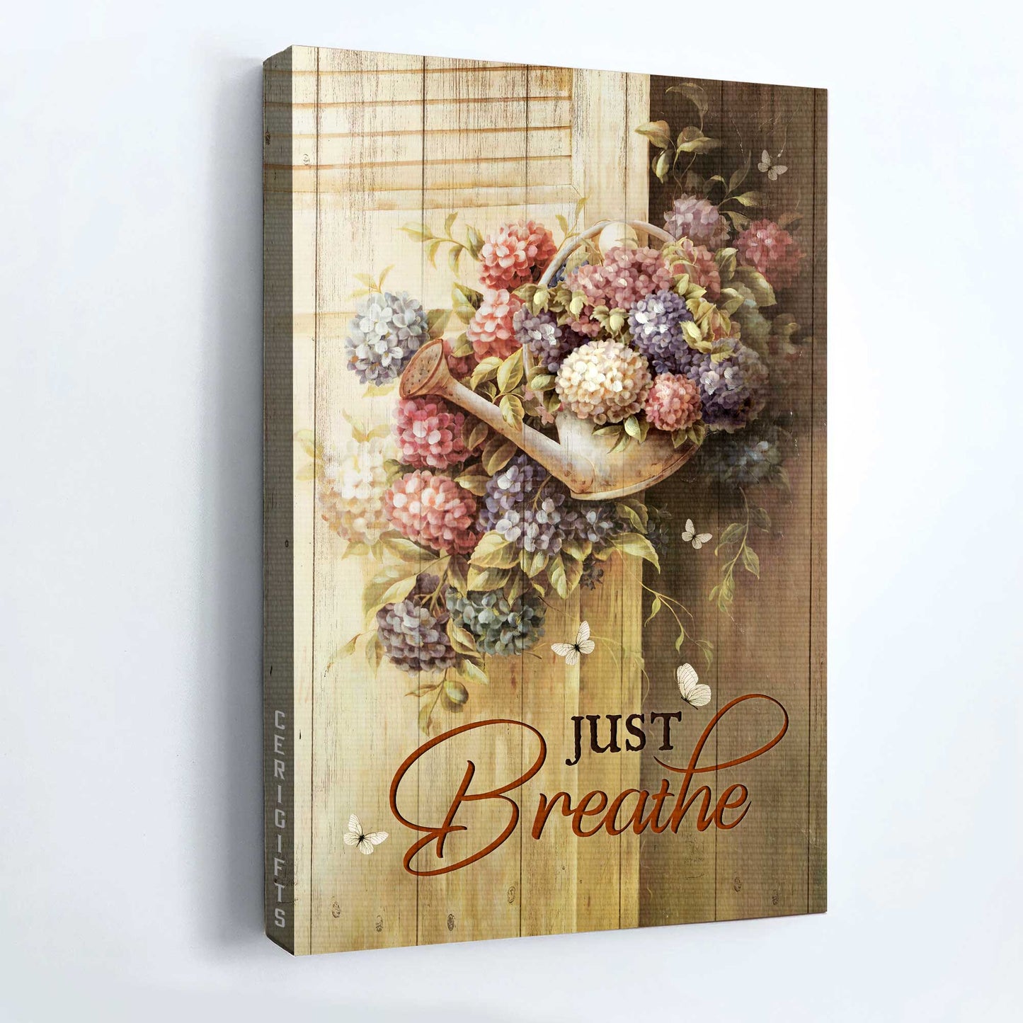 Jesus Portrait Canvas - Beautiful watercolor flowers, White butterfly, Vintage painting Portrait Canvas - Gift For Christian - Just breathe