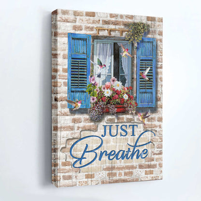 Jesus Portrait Canvas - Beautiful window, Flower, Hummingbird Portrait Canvas - Gift For Christian - Just breathe