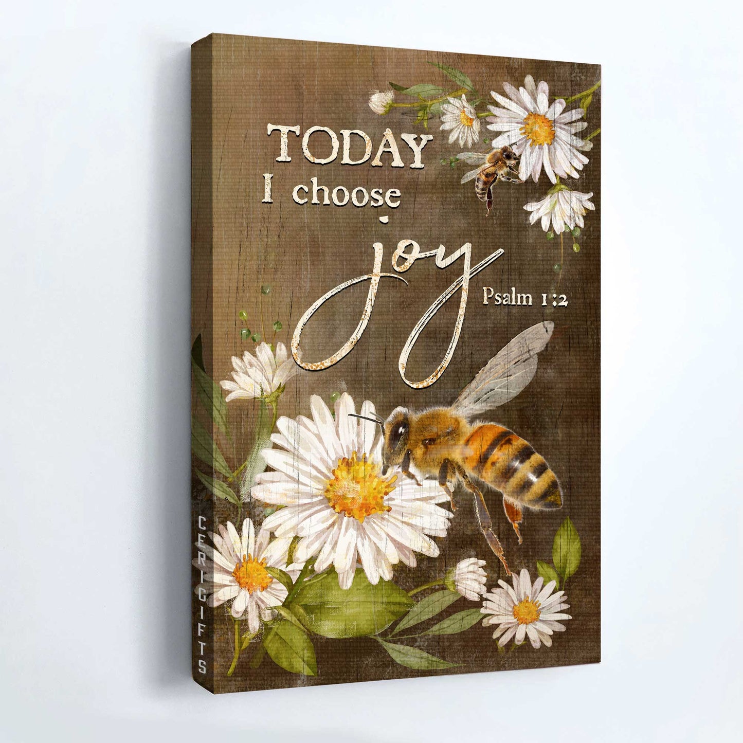 Jesus Portrait Canvas - Bee, Daisy flowers, Today I choose Joy Portrait Canvas - Gift For Christian