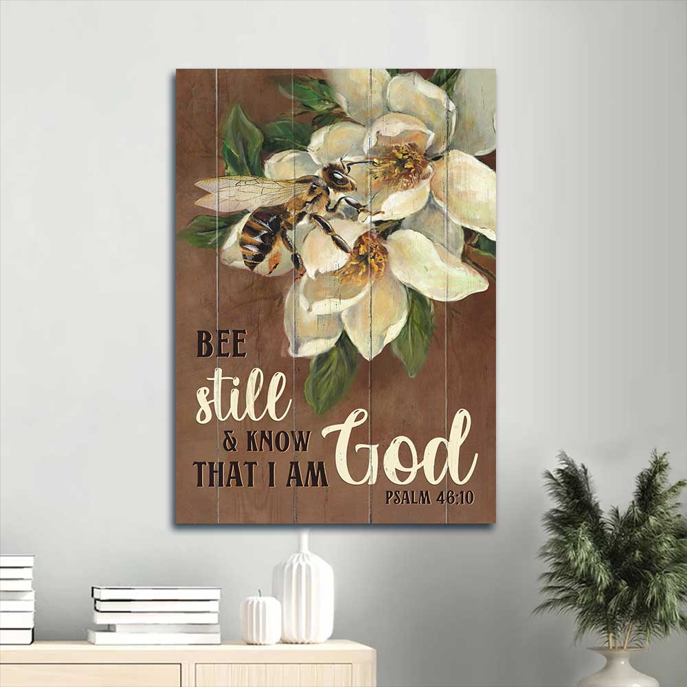 Jesus Portrait Canvas - Bee, Taking nectar Portrait Canvas - Gift For Christian - Bee still and know that I am God