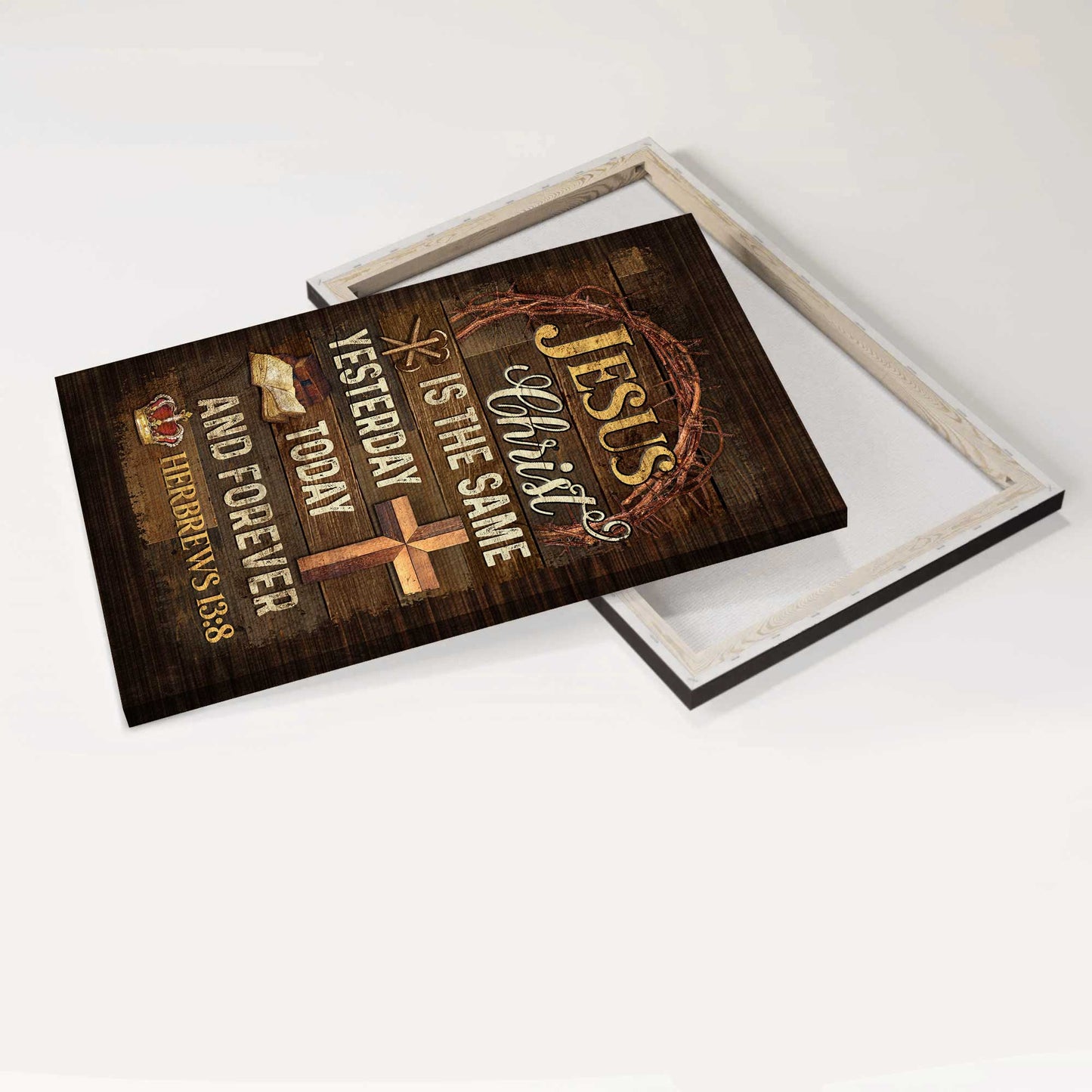 Jesus Portrait Canvas - Bible verse, Crown of thorns Portrait Canvas - Gift For Christian - Jesus Christ is the same yesterday, today and forever