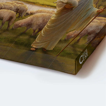 Jesus Portrait Canvas - Big lion drawing, Animal of God, Lambs painting Portrait Canvas - Gift For Christian - Walking with Jesus Portrait Canvas