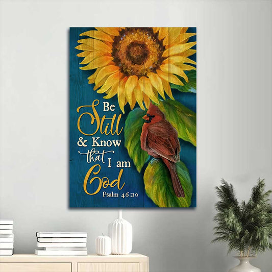 Jesus Portrait Canvas - Big sunflower drawing, Watercolor cardinal Portrait Canvas - Gift For Christian - Be still and know that I am God Portrait Canvas