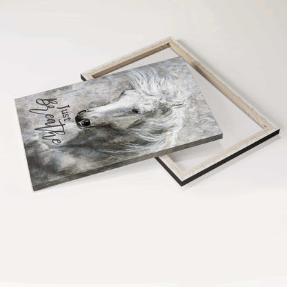 Jesus Portrait Canvas - Black and White painting, Horse Painting, White horse canvas- Gift for Christian- Just breathe - Portrait Canvas Prints, Christian Wall Art