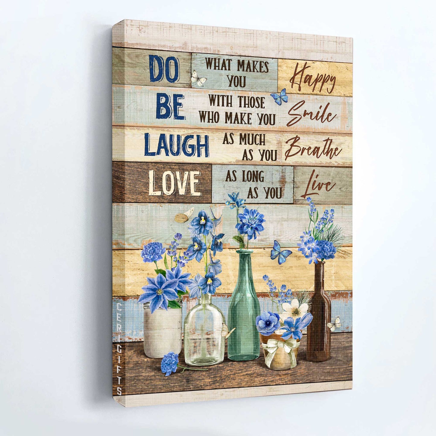 Jesus Portrait Canvas - Blue flower, Pretty garden, Gift for flower lover Portrait Canvas - Gift For Christian - Do what makes you happy Portrait Canvas