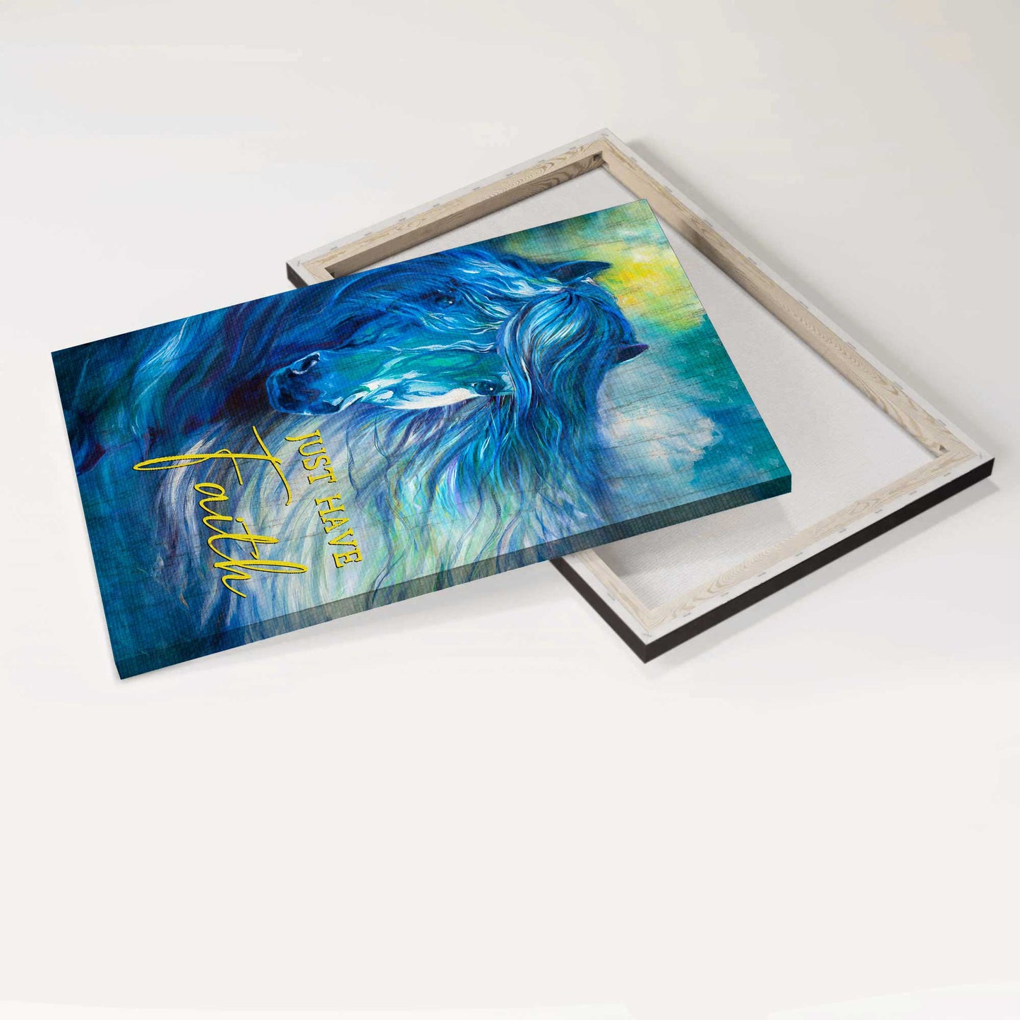 Jesus Portrait Canvas - Blue horse, Watercolor background, Jesus drawing Portrait Canvas - Gift For Christian - Just have faith Portrait Canvas