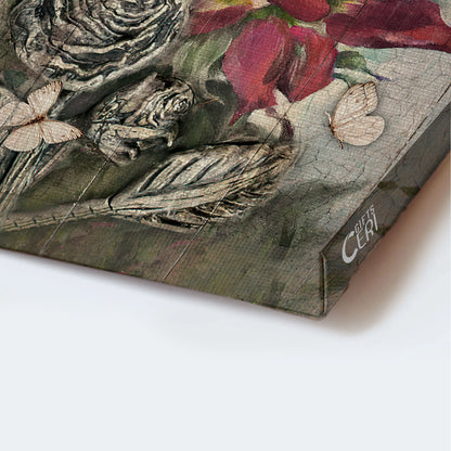 Jesus Portrait Canvas - Brilliant red rose, Beautiful flower, Pretty butterfly canvas- Gift for Christian- Just breathe