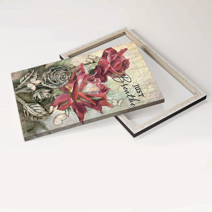 Jesus Portrait Canvas - Brilliant red rose, Beautiful flower, Pretty butterfly canvas- Gift for Christian- Just breathe