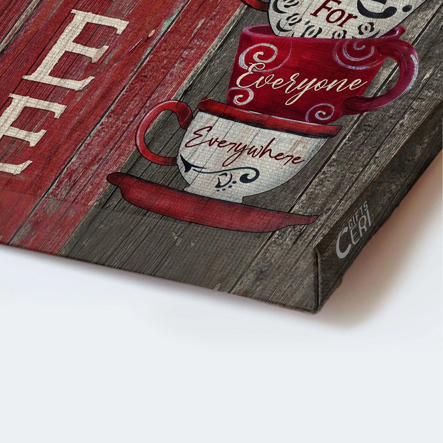 Jesus Portrait Canvas - Coffee Cups, Stacked Cups, Red And White Coffee Cups, Wooden Cross Portrait Canvas - Gift For Christian - Christ Offers Forgiveness For Everyone Everywhere
