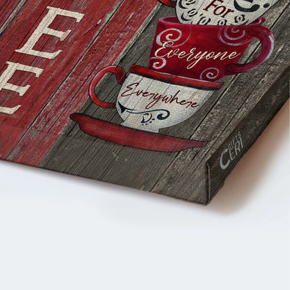 Jesus Portrait Canvas - Coffee Cups, Stacked Cups, Red And White Coffee Cups, Wooden Cross Portrait Canvas - Gift For Christian - Christ Offers Forgiveness For Everyone Everywhere