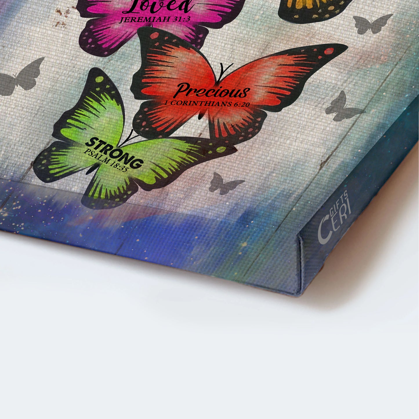 Jesus Portrait Canvas - Colorful Butterfly, Wooden Background Portrait Canvas - Gift For Christian - God Says You Are Portrait Canvas