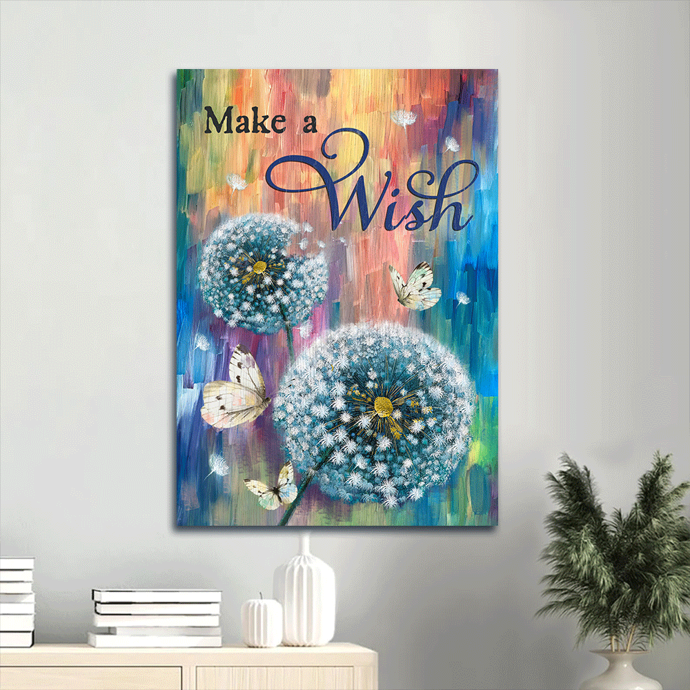 Jesus Portrait Canvas - Dandelion, Rainbow background Portrait  Canvas - Inspirational gift, Gift For Religious Christian - Make a Wish