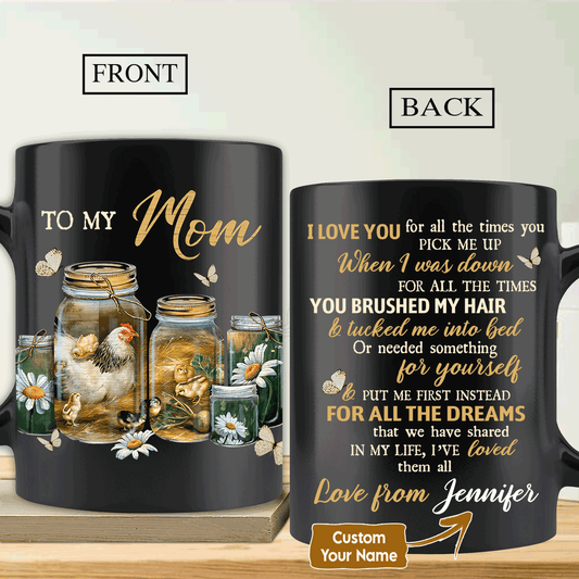 Gift For Mom Personalized Mug - Daughter to mom, Crystal bottle, Daisy flower Mug - Custom Gift For Mother's Day, Anniversary, Presents for Mom