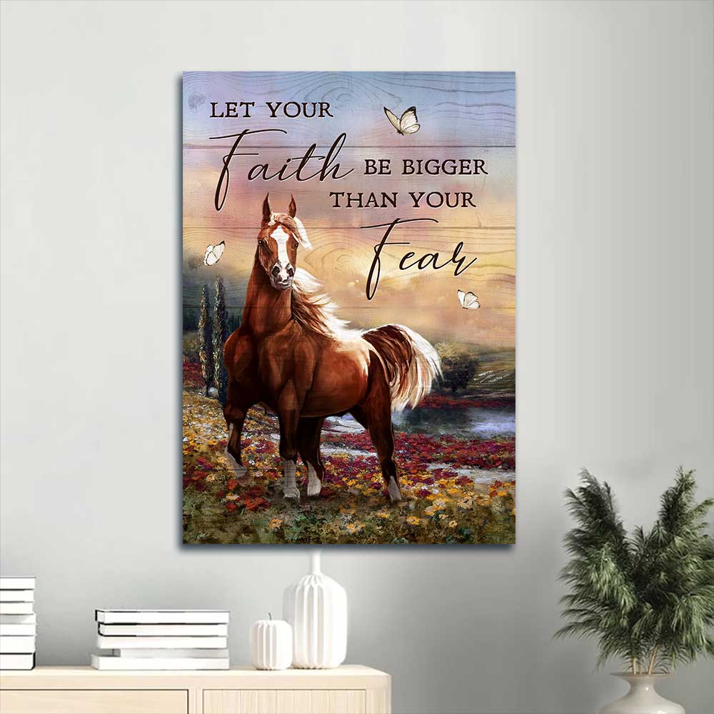 Jesus Portrait Canvas - Horse painting, Flower field, Purple sky canvas- Gift for Christian- Let your faith be bigger than you fear - Jesus Portrait Canvas Prints, Christian Wall Art