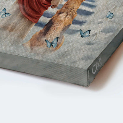 Jesus Portrait Canvas - Jesus drawing, King German Shepherd, Way to heaven Portrait Canvas - Gift For Christian - Always on my mind Portrait Canvas