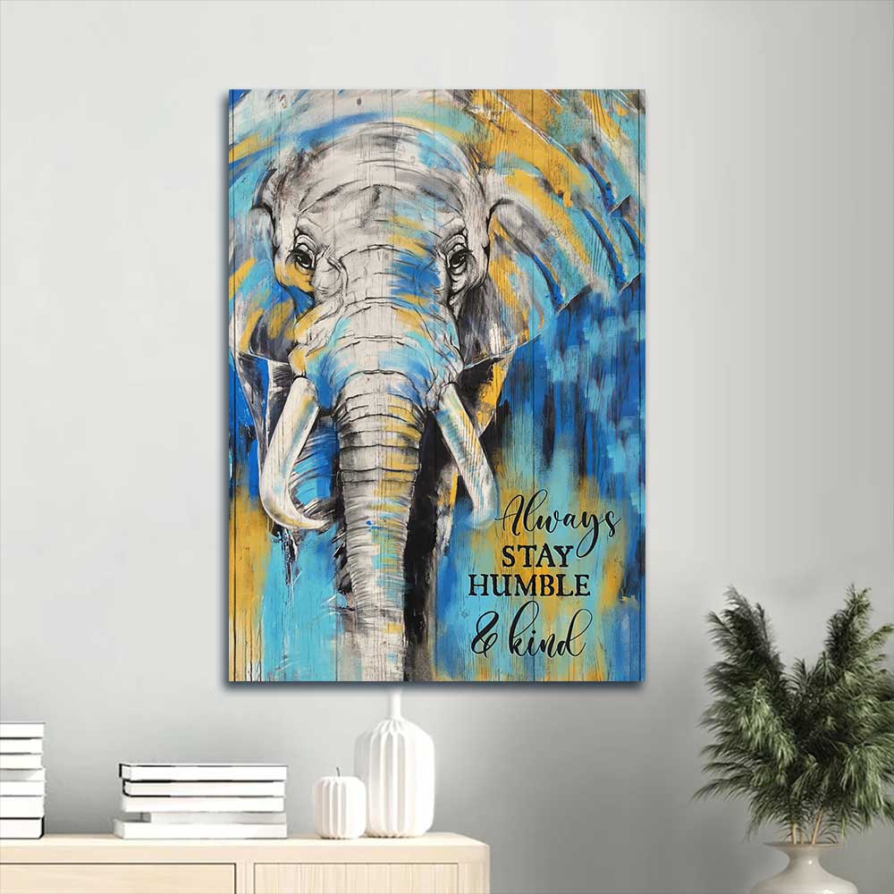 Jesus Portrait Canvas - Jesus drawing, Strong elephant painting Portrait Canvas - Gift For Christian - Always stay humble and kind Portrait Canvas